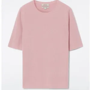 Standard Round-neck Knitted Cashmere T-shirt Pink 2025 Autumn New Product thumbnail-1