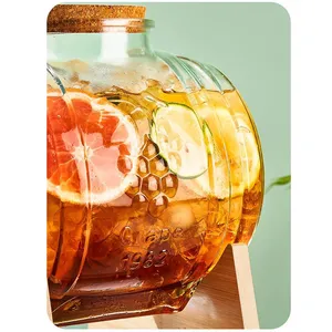 Premium Stylish Large-Capacity Glass Juice Can Dispenser - Big Jar w/ Integrated Spigot & Wooden Base, Great for Home Parties & Daily Use thumbnail-5