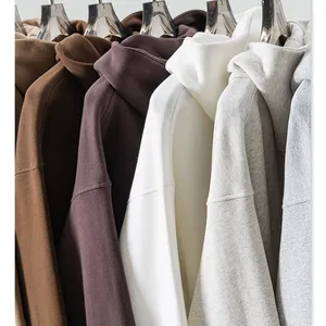 Hoodies Men High Quality 100% Cotton Oversized Drop Shoulder Streetwear Blank Pullover Heavy Weight Boxy Crop Hoodies for Men thumbnail-2