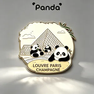Paris France Panda Hard Enamel Lapel Pin Custom Logo Tourist Souvenir Metal Pin thumbnail-3