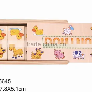 China Wholesale 28 Pcs Plywood and Pine Wood Material for 5.1 Height Lovely Animal Design Wooden Domino thumbnail-4