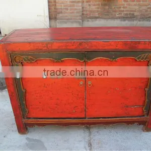 Chinese Antique Furniture Red Mongolia Cabinet thumbnail-1