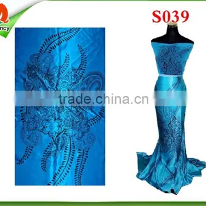 Nylon and Spandex Satin Fabric,thin Satin S039 Tblue thumbnail-1