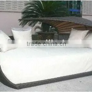 Cast Aluminum Rattan Chaise Lounge Sofa Bed thumbnail-1