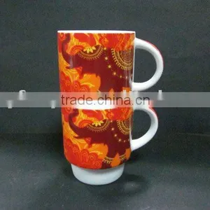 YF28009 Red Stackable Ceramic Mug Wholesale thumbnail-1