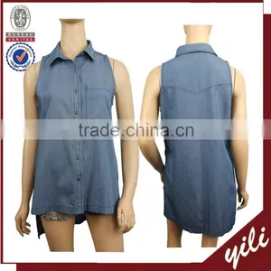 Sleeveless Women Causal Fashion Denim Blouse YL45897654T thumbnail-1