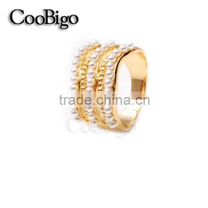 Fashion Jewelry Zinc Alloy Imitation Pearl Ring Ladies Wedding Engagement Party Show Gift Dresses Apparel Promotion Accessories thumbnail-1