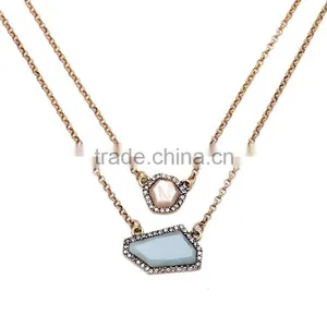 Wholesale Fashion Long Chain Necklace 2 Multilayer Round Square Gold Chain Necklace thumbnail-1