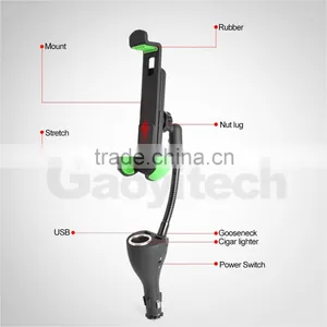 2016 High Quality Dual Usb and Cigarette Hole Car Mobile Phone Charger and Holder thumbnail-6
