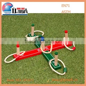 Wooden Quoits Game Set Backyard Game Rope Ring Toss thumbnail-1