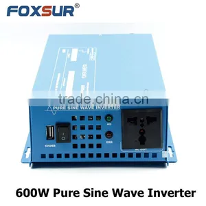 New Products! Foxsur 600W High-efficiency 12V 24V 48V DC to 110V 230V AC Pure Sine Wave Inverter Home Use thumbnail-2