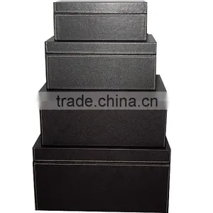 S/4 Faux Leather Storage Containers Set, thumbnail-2