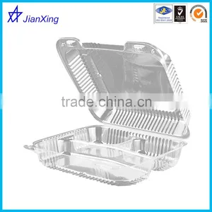 Clear Plastic 3 Compartment Lunch Box Hinged Container thumbnail-1
