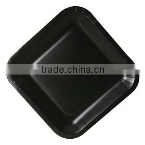 Square Black Paper Party Plates, 9" thumbnail-1