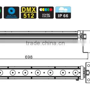 Multi Color RGB Batter Powered Outdoor IP65 8x3W LED Light Bar thumbnail-3