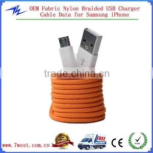 Colorful Nylon Braided Micro USB Charging Cable for Iphone4/iphone5/iphone6 thumbnail-1