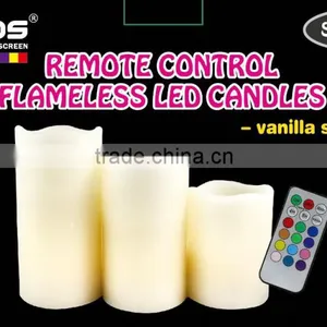 3 Pack (4", 5", 6") of Outdoor / Indoor Flameless LED Remote Control Real Wax Candles With Remote and Timer thumbnail-1