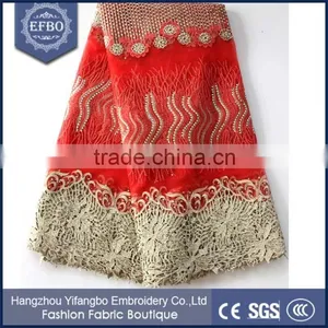 Fashion Style Indian Wedding Embroidery Lace Fabric the Factory in China thumbnail-2