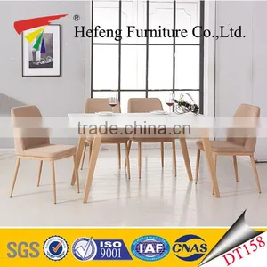 New Design White Top Wood Surface Metal Frame Dining Table Set DT158 thumbnail-1