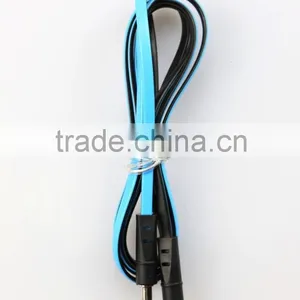 Braided Auxiliary 3.5mm Stereo Male to Male Moulded Plugs Double Color Flat Cable-Blue and Black thumbnail-1