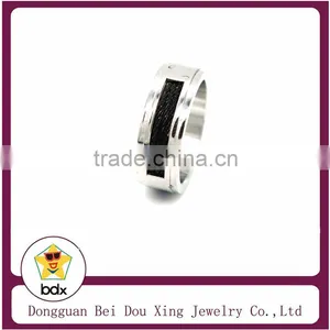 New Black Twisted Wire Design With Shiny Silver Plated Stainless Steel 316 Fashion Ring thumbnail-1