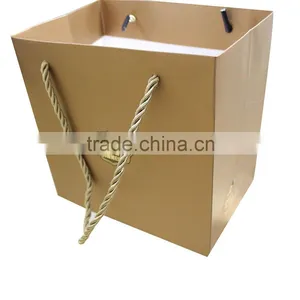 Golden Square Bottom Decoration Handmade Paper Bag thumbnail-1