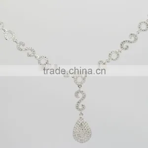 Hot Sale Fashion Unique Jewelry With Pure Clear CZ /925 Sterling Silver Necklace thumbnail-1
