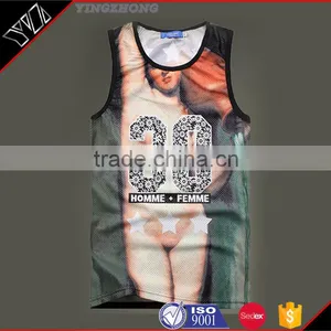 Yingzhong Garment Factory OEM ODM Custom Mens Sublimation All Over Print Tank Tops, Training Vest thumbnail-1