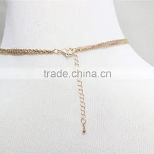 Gold Chain Layered Set Necklace W/Clear Teardrop Diamond Yellow Butterfly Metal Necklace 2016 Fashion Style Wholesale thumbnail-5