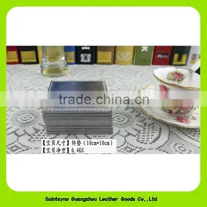10*10cm Square Set of 8 PU Leather Coasters Cup Mats 16020 thumbnail-3