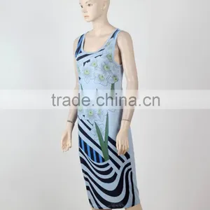 Western Style Formal Jersey Dresses Women Sleeveless Summer Printed Dresses 2016 thumbnail-3