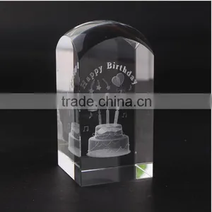 Crystal Block Paperweight 3D Laser EngravedCrystal Cube Factory thumbnail-1