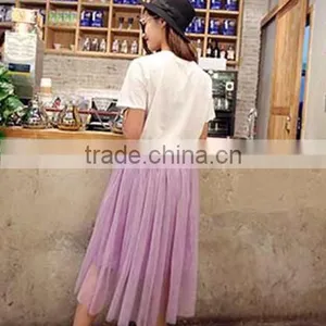 Summer Women's Net Yarn Casual Long Skirt Candy Color Solid Maxi Skirt thumbnail-6
