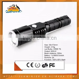 3000mAh Output 100LM Aluminium Rechargeable Led Torch thumbnail-1