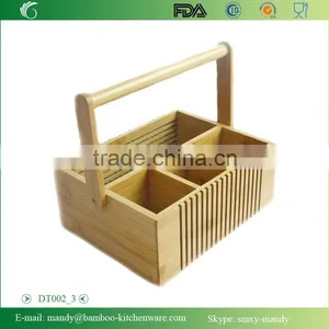 Home & Kitchen 4-compartment Bamboo Cutlery Box With Handle thumbnail-4