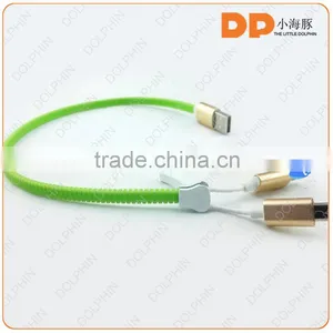 New Premium Colorful Zipper Usb Cable 2 in 1 Usb Phone Charger Cable for Samsung Galaxy s7 thumbnail-1