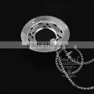 925 Sterling Silver Round Labradorite Carving Flower Tray Fashion Women Neceklace 6360482 thumbnail-3
