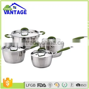 8pcs Kitchen Cooking Pots Set of Stainless Cookware With Saucepan and Casserole Kitchen Set thumbnail-1