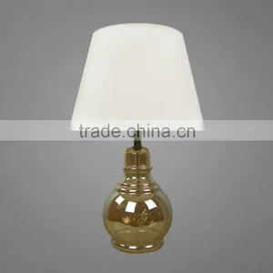 Gourd Shape Glass Body With White Fabric Lampshade Study Table Lamp Bedside Table Lamp thumbnail-1