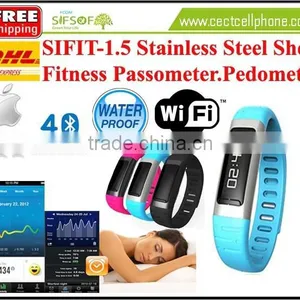SIFIT-1.5 Stainless Steel Fitness Passometer. Bluetooth 4.0 WIFI Hotspot Calories Counter.Fitness Passometer Stainless Steel. thumbnail-1