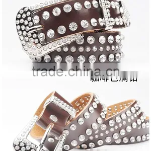2014 New Arrival Western Ladies Rivet New Fashion Belt With Flower Leather Pattern Buckle Wholesale /Retail Sell thumbnail-1