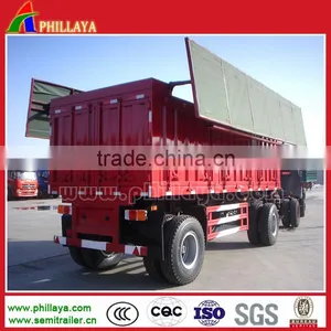 2017 NEW Hydraulic Lifting Side Dump Drawbar Rear Grain Tipper Trailer For Sale thumbnail-2