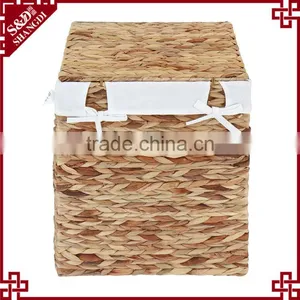 Removable Liner Water Hyacinth Woven Laundry Hamper / Laundry Basket thumbnail-5