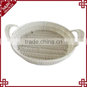 Eco-friendly 3-pc Food or Sundries Receiving Plastic Weave White Wicker Basket thumbnail-4