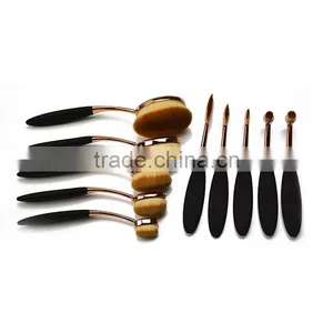 Custom Logo Professional Toothbrush Shape Rose Gold Oval Makeup Brush Set thumbnail-4