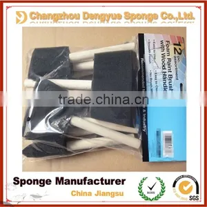 Black PU Sponge Soft Filter Foam Drawing Painting Craft Foam Brush With Wooden Handle thumbnail-2