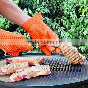Silicone BBQ Grilling Gloves, Silicone Oven Gloves With Fingers Hand Gloves thumbnail-4