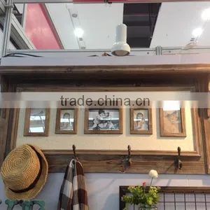 Retro Vintage Wall Shelf With Frames and Hooks thumbnail-3