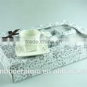 2015 Latest Design Square Shape Porcelain Cup and Saucer With Crystal,white Porcelain Cup and Saucer Set With Gold Decal thumbnail-1