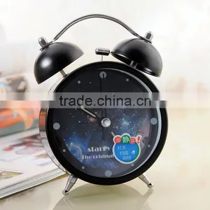 Supply Fashion Colorful Ultra-quiet With Light Twin Bell Alarm Clock --black Sky thumbnail-1